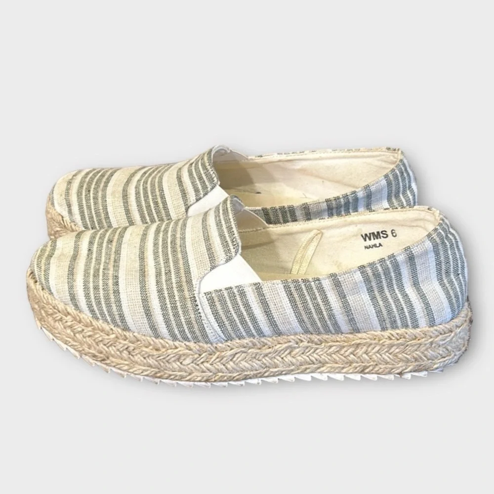 Report Nahla Striped Espadrille Platform Flats Size 6 - Picture 3 of 10
